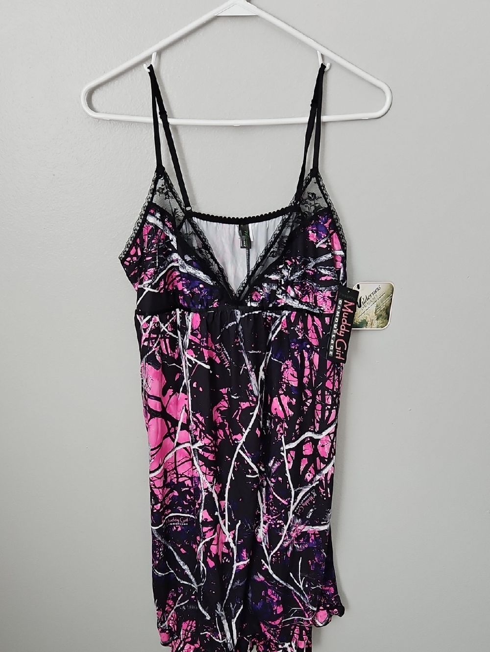 Pink & Black Lace-Trim Camisole Chemise